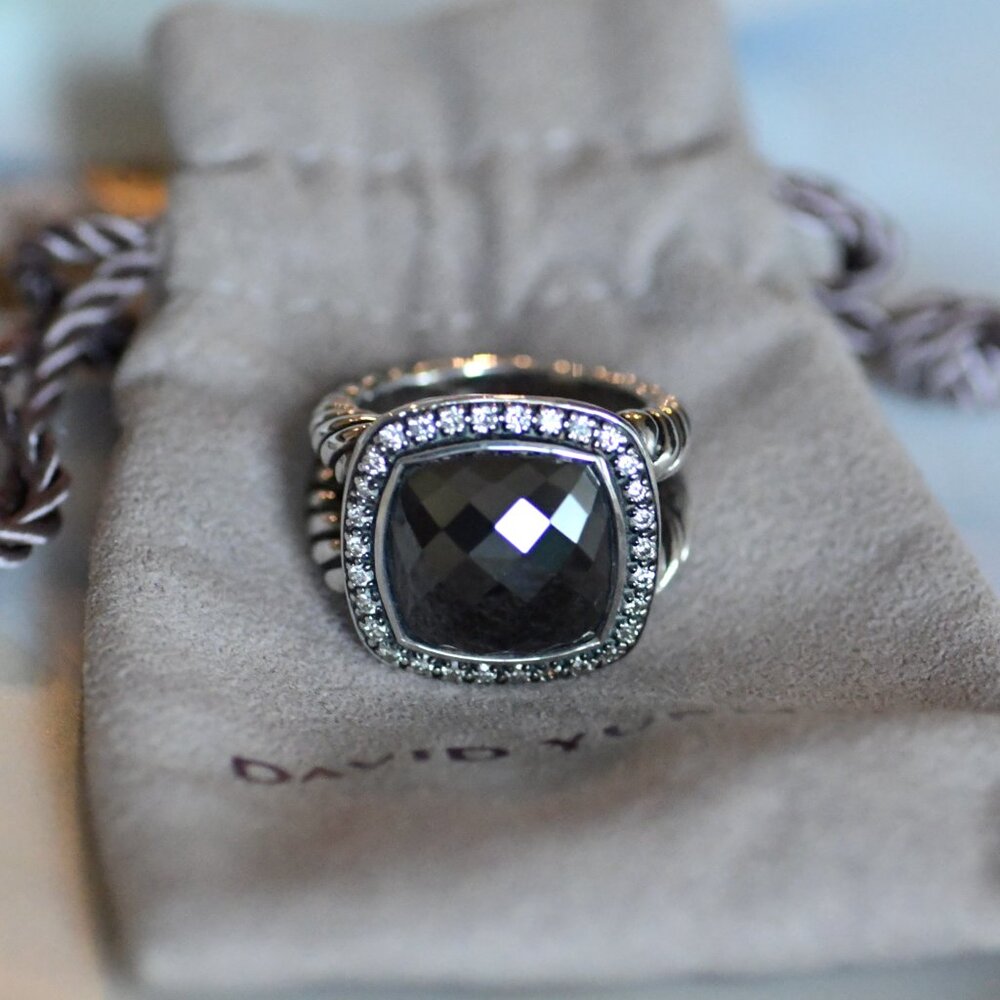 David Yurman Black Orchid (Hematite) & Diamonds Sterling Silver Ring